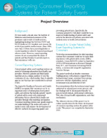 Cover of AHRQ Publication No. 11-0075-EF, Project Overview: Designing Consumer Reporting Systems for Patient Safety Events