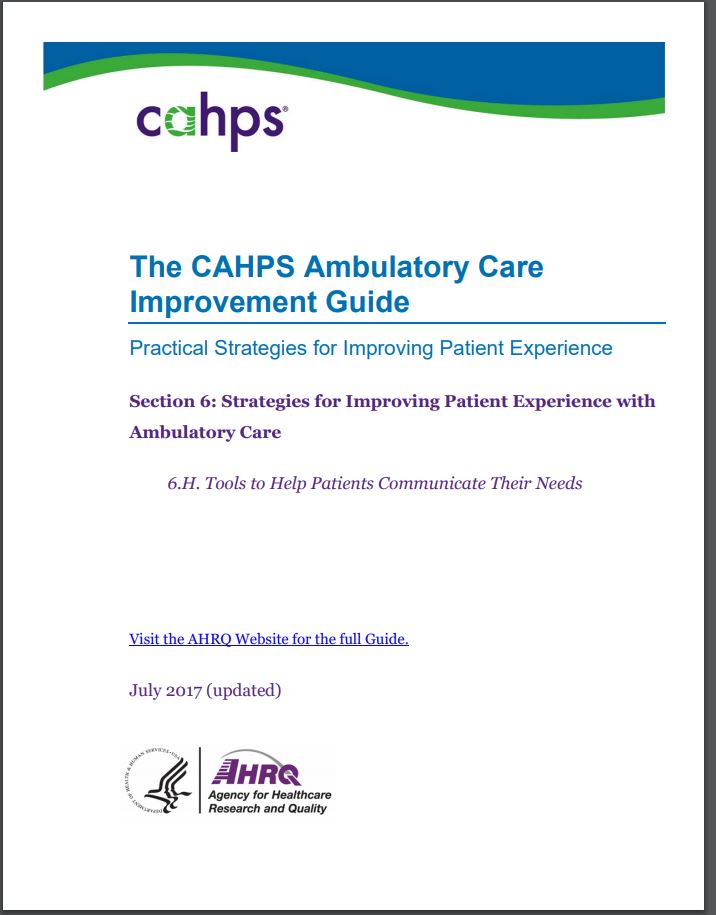 cover image for Section 6h: Tools To Help Patients Communicate Their Needs