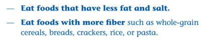 Bullet list with bold text about healthy eating.